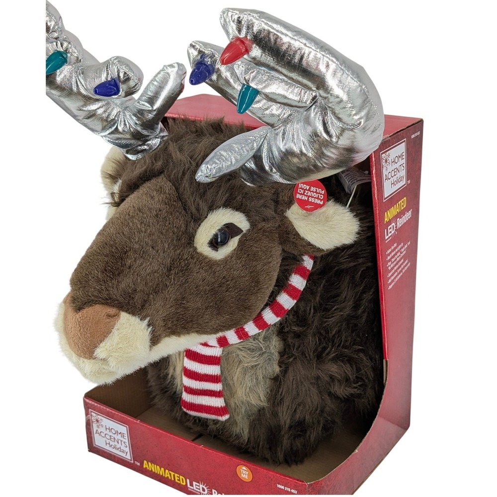 Home Accents Holiday Sound/Motion Activated Animated LED Plush Reindeer Head